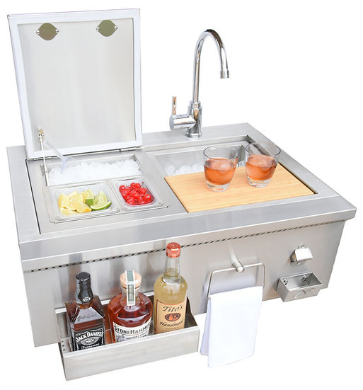 KoKoMo 30" Built-In Bartender Cocktail Station With Sink Bottle Opener and Ice Chest