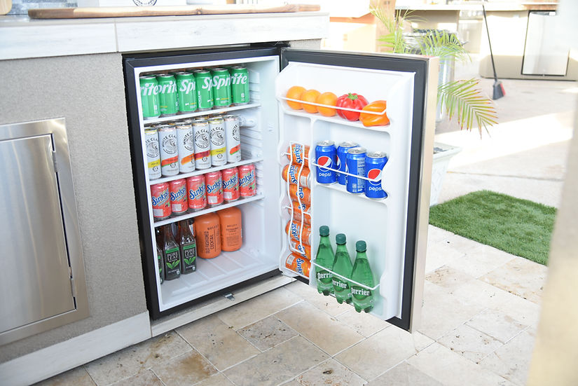 KoKoMo Built-In Outdoor Kitchen Refrigerator with Temp Control Soda Rack and Lights