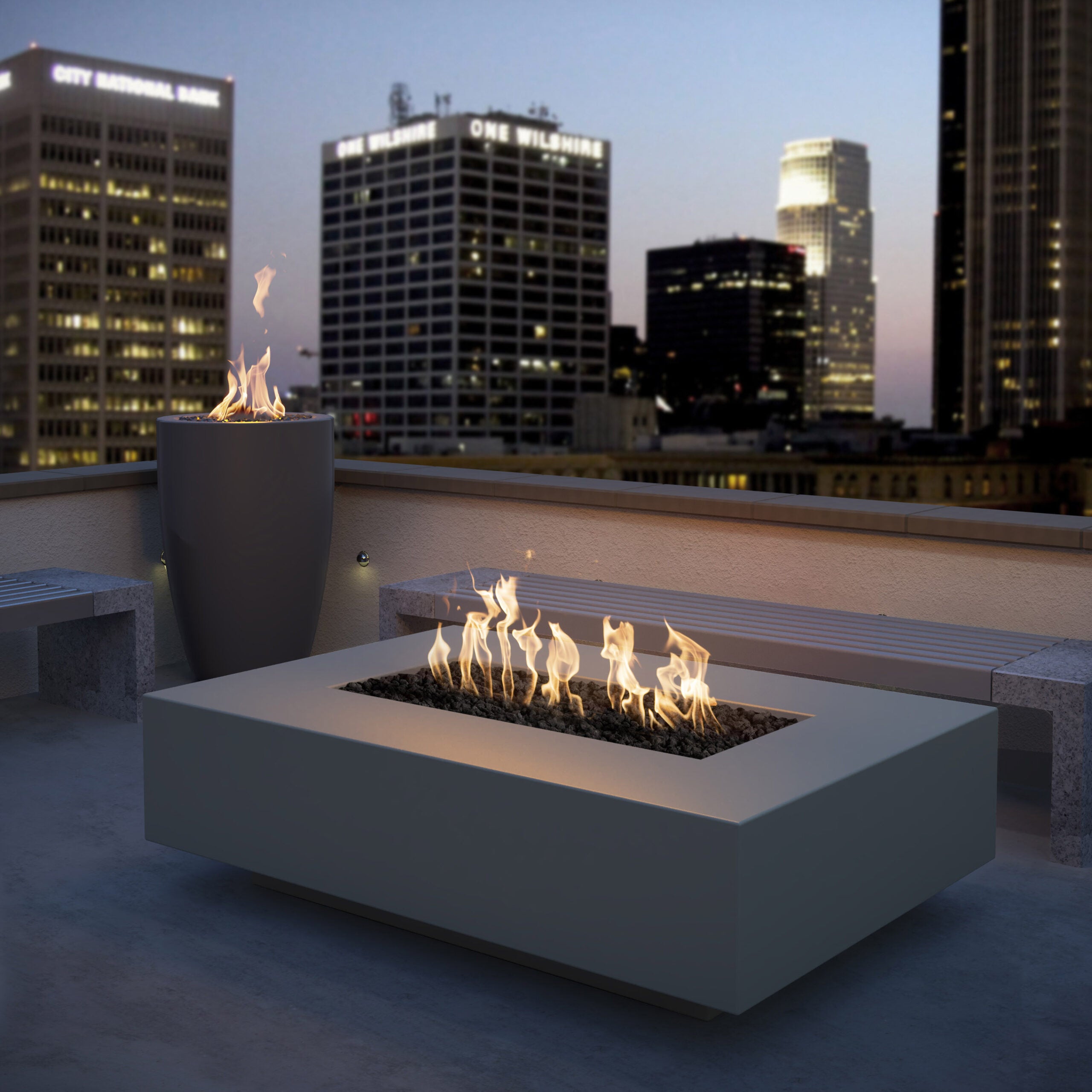 The Outdoor Plus Cabo Linear Fire Pit - GFRC Concrete