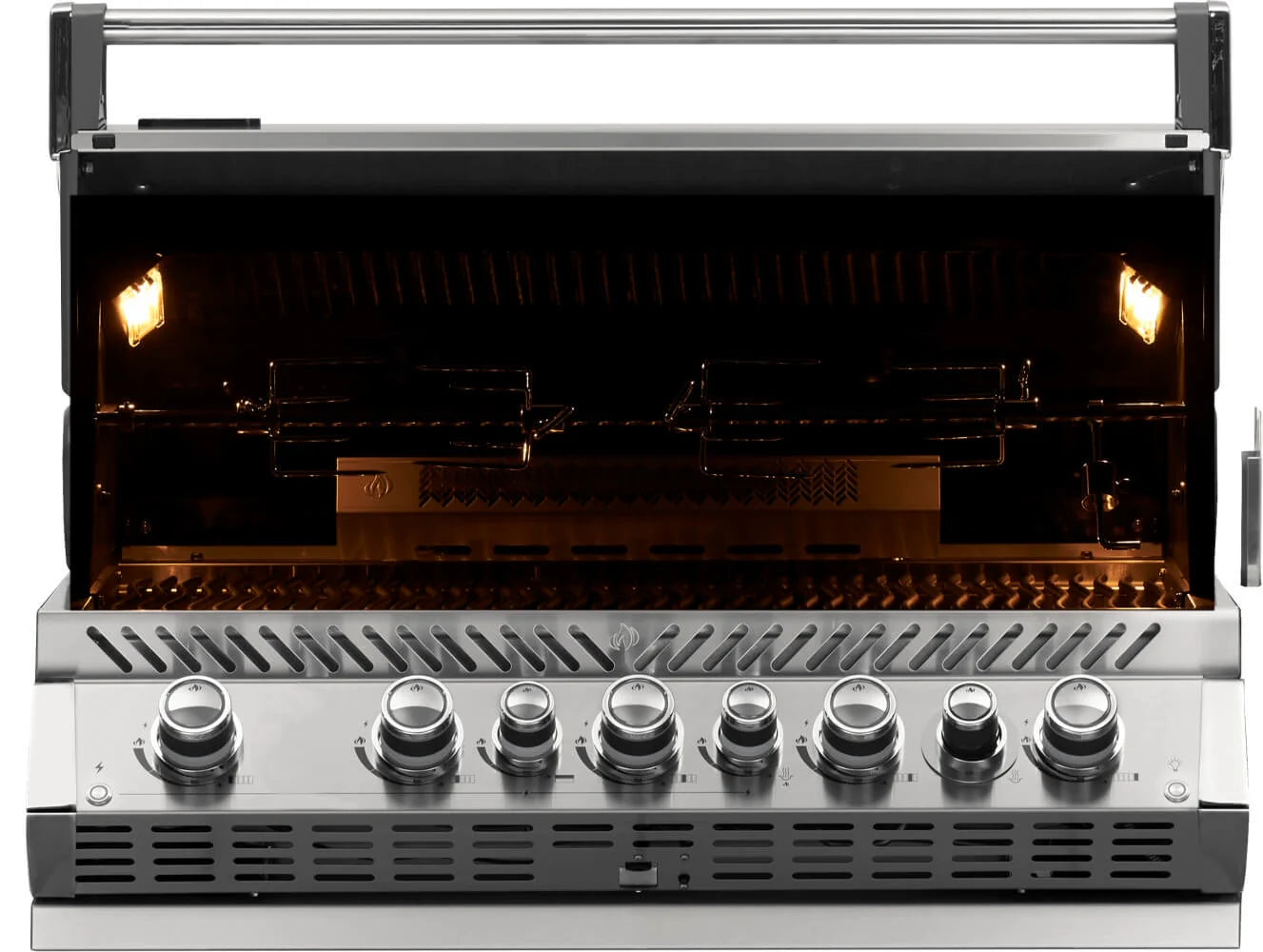 Napoleon Prestige PRO 665 Built-In Gas Grill with Heavy Duty Rotisserie and Interior Grilling Lights