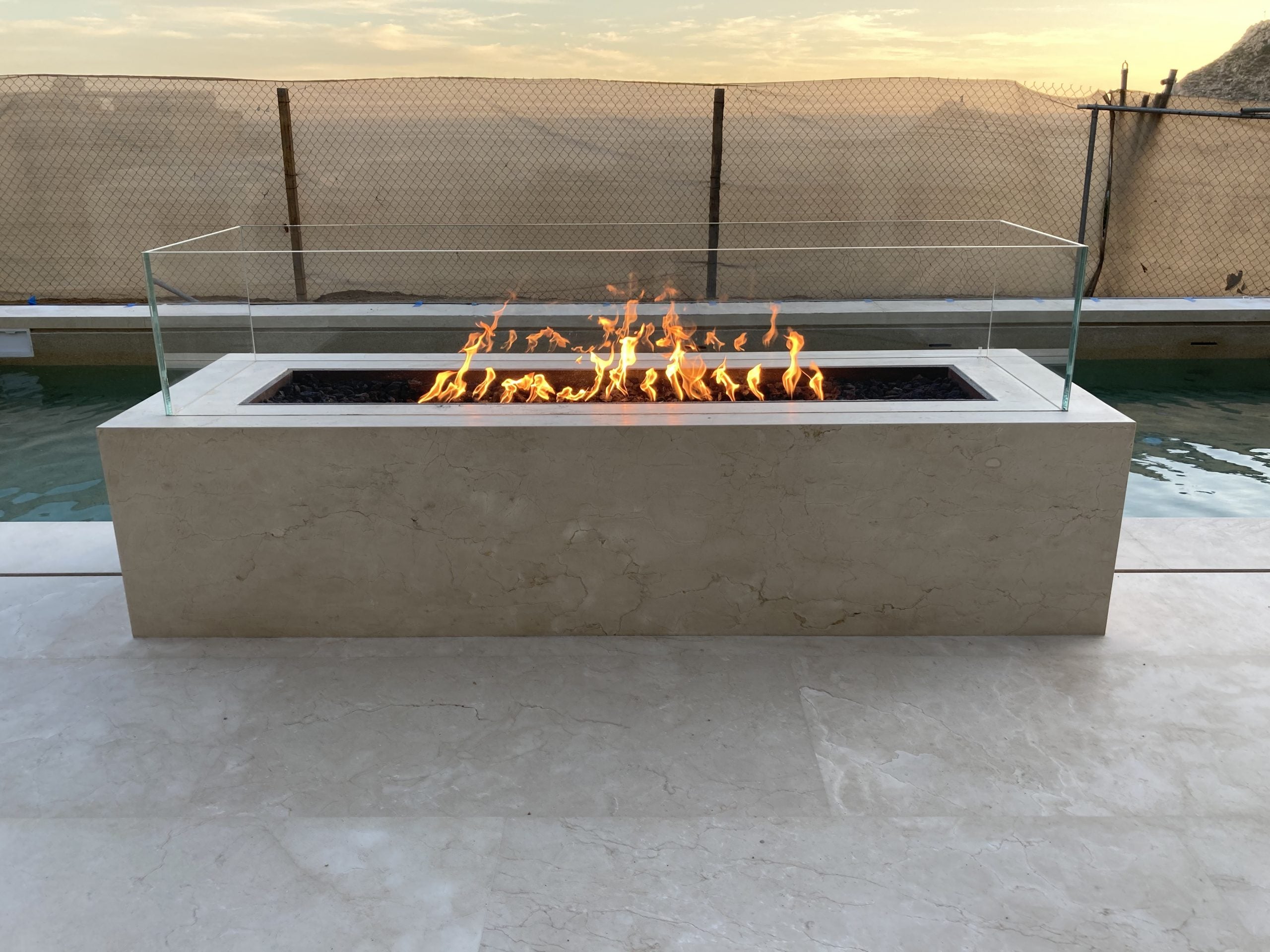 The Outdoor Plus Cabo Linear Fire Pit - GFRC Concrete