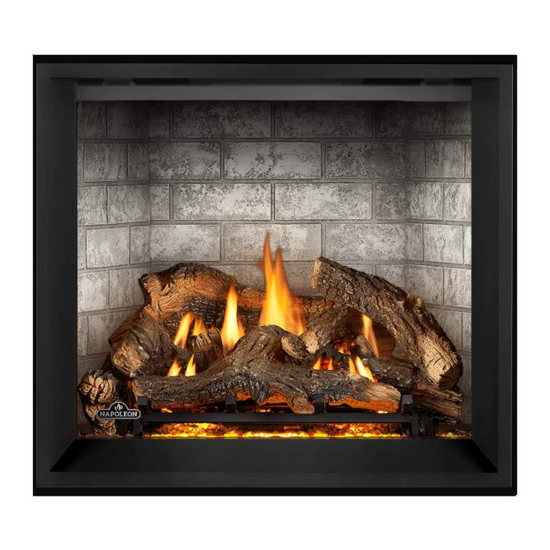 Napoleon Elevation X 36 Direct Vent Fireplace with Old Town Red Standard Interior Panel and Driftwood Log Set