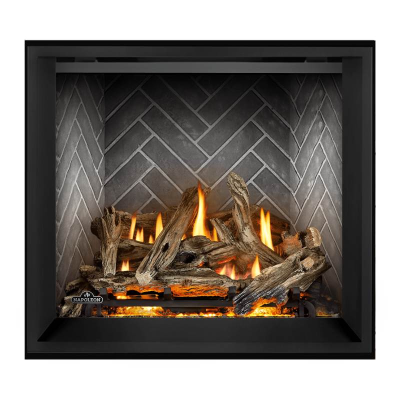 Napoleon Elevation X 36 Direct Vent Fireplace with Newport Interior Panel and Birch Log Set