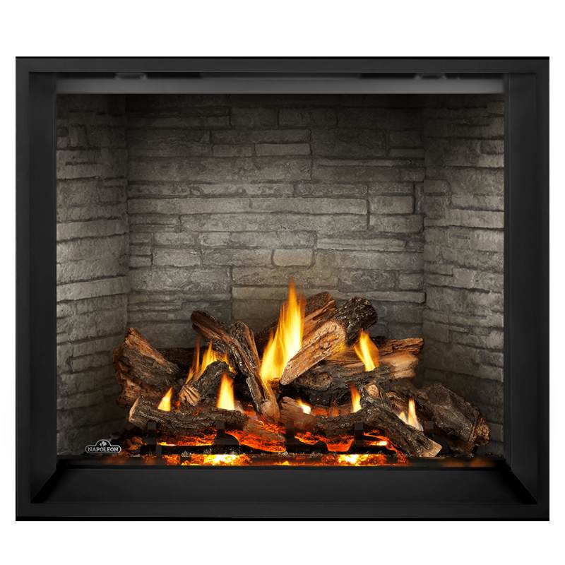 Napoleon Elevation X 42" Direct Vent Fireplace with Glacier Brick Herringbone Interior Panel and Driftwood Log Set