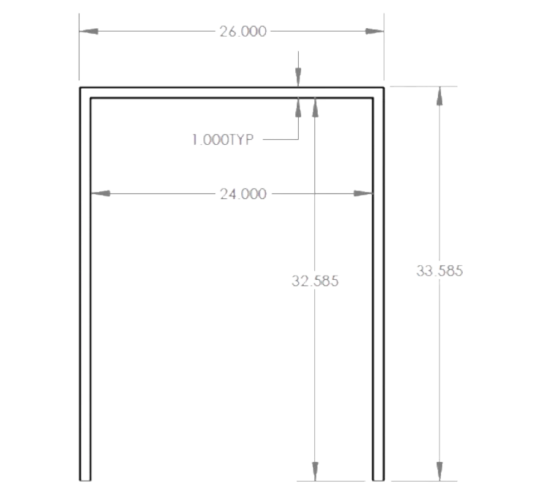 Summerset RTK-24SM Front Dimensions