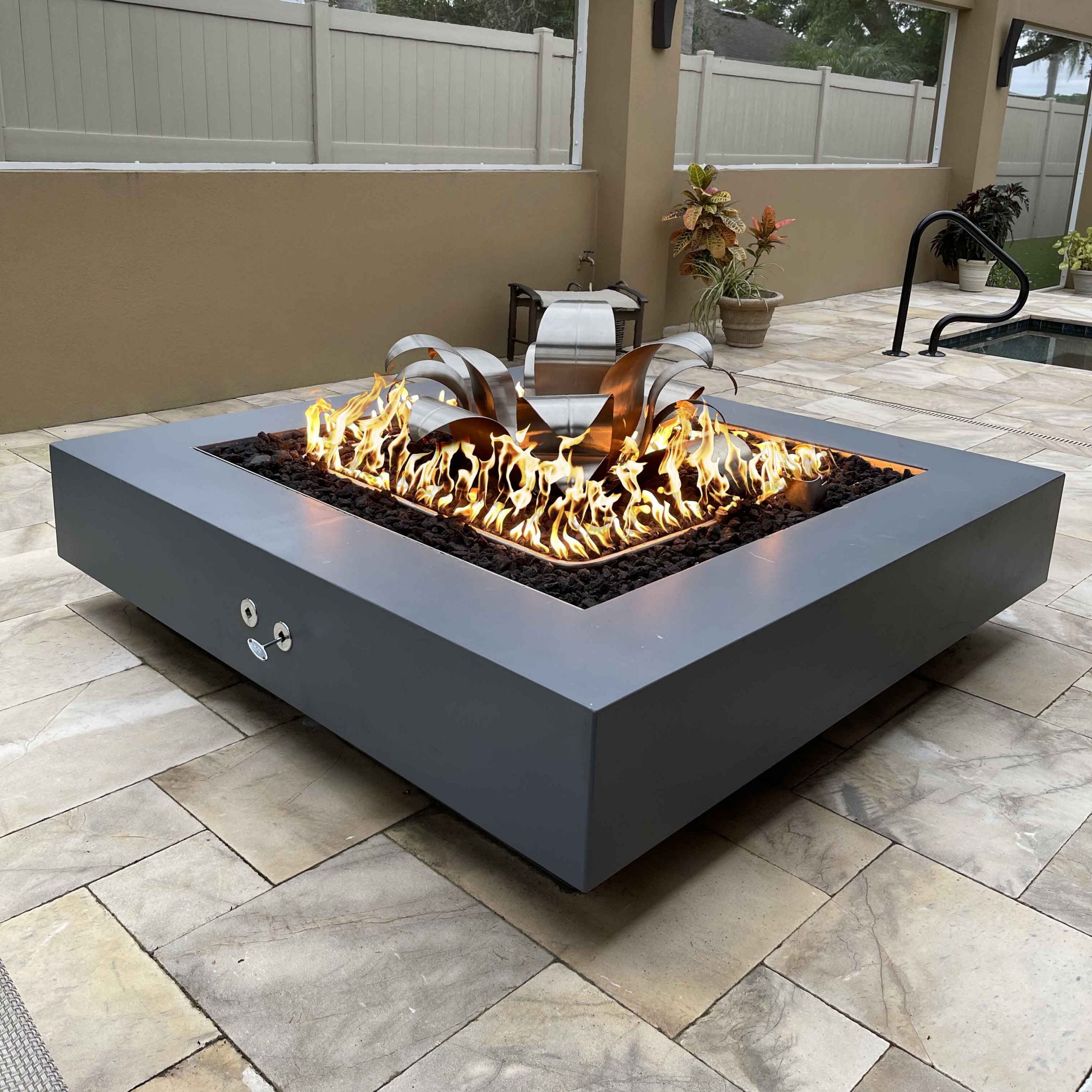 The Outdoor Plus Cabo Square Fire Pit - GFRC Concrete