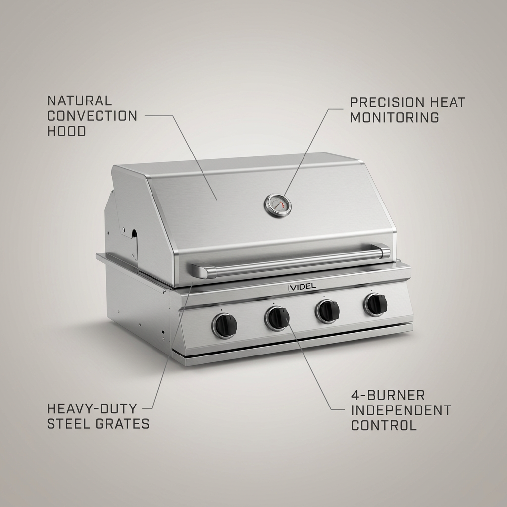 Videl Gran Fuego 36-Inch 4-Burner Gas Grill — Feature Infographic