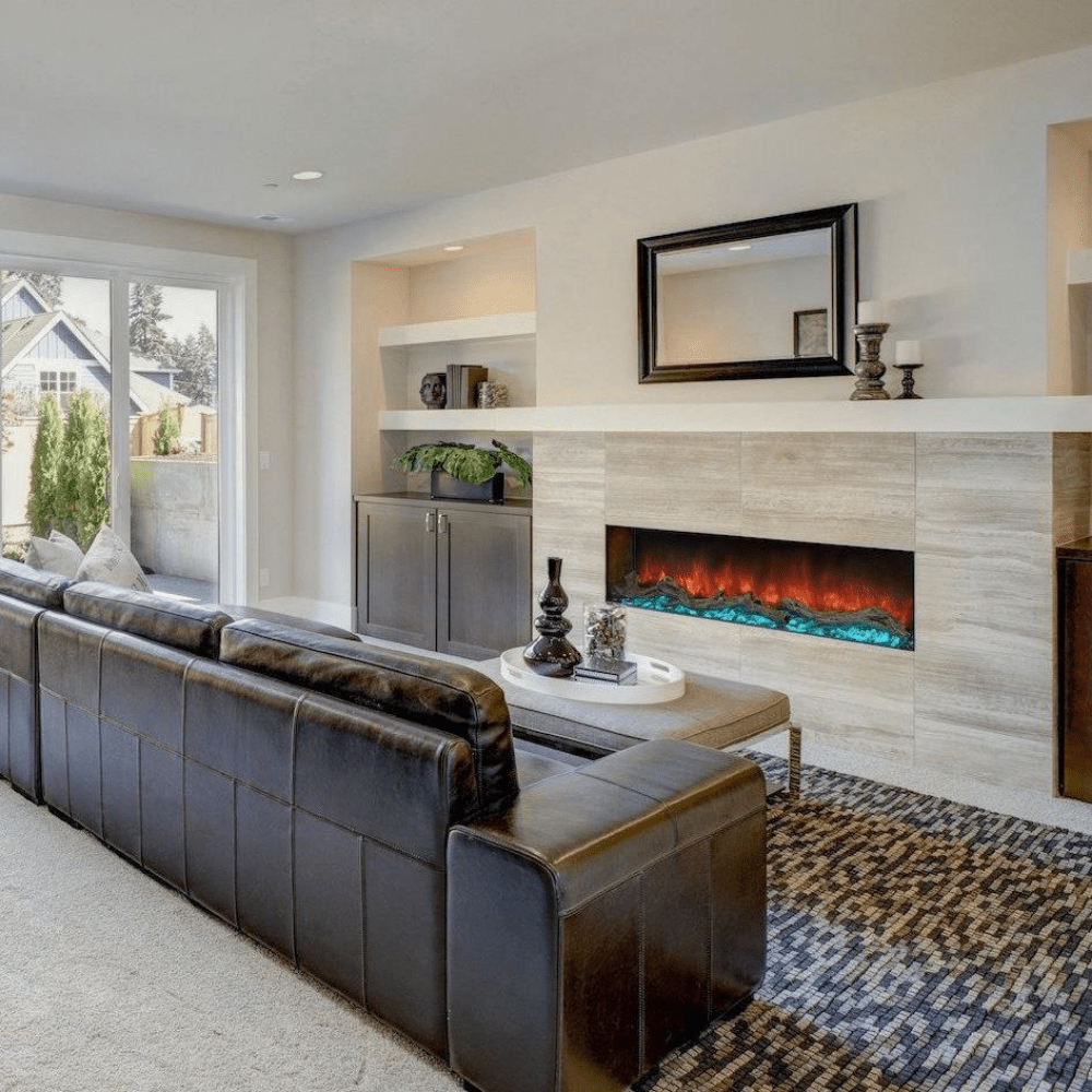 Modern Flames Landscape Pro Multi 3-Sided Electric Fireplace - tall flames, blue embers