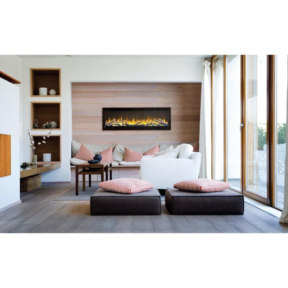 Napoleon Alluravision Deep Built-in /Wall Mounted Electric Fireplace in a cozy living room