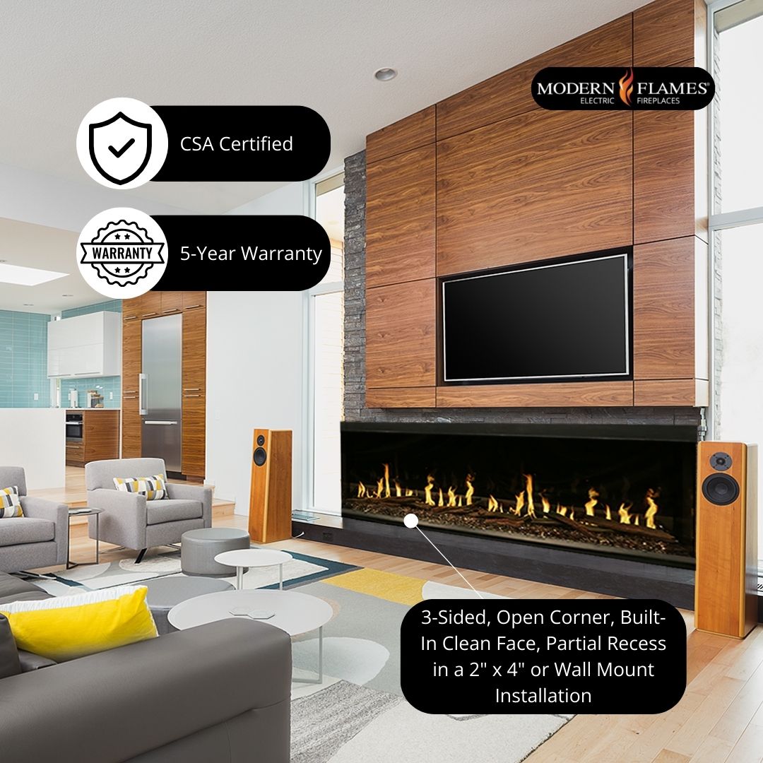 Modern Flames Orion Multi Smart Virtual Electric Fireplace  Installation and Warranty