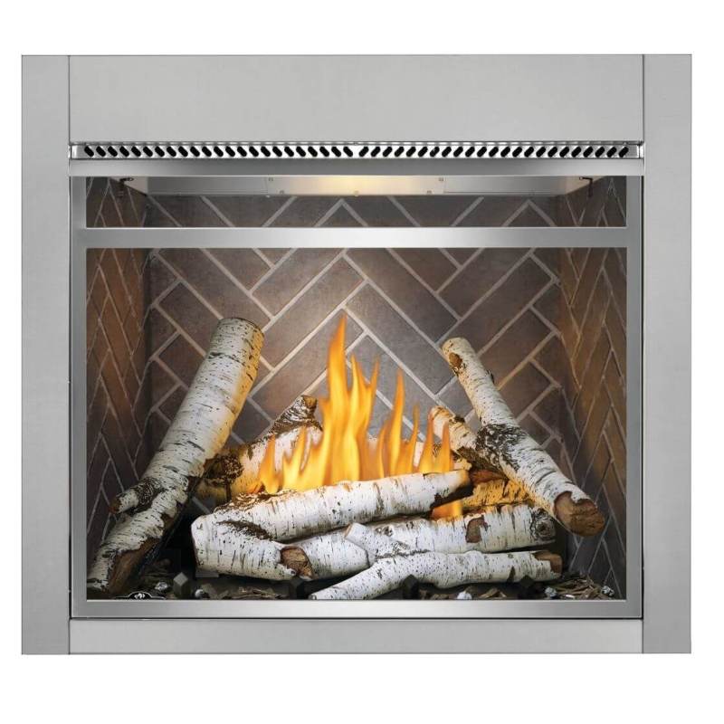 Napoleon 36 inch Riverside Outdoor gas Fireplace With Herringbone Decorative panel