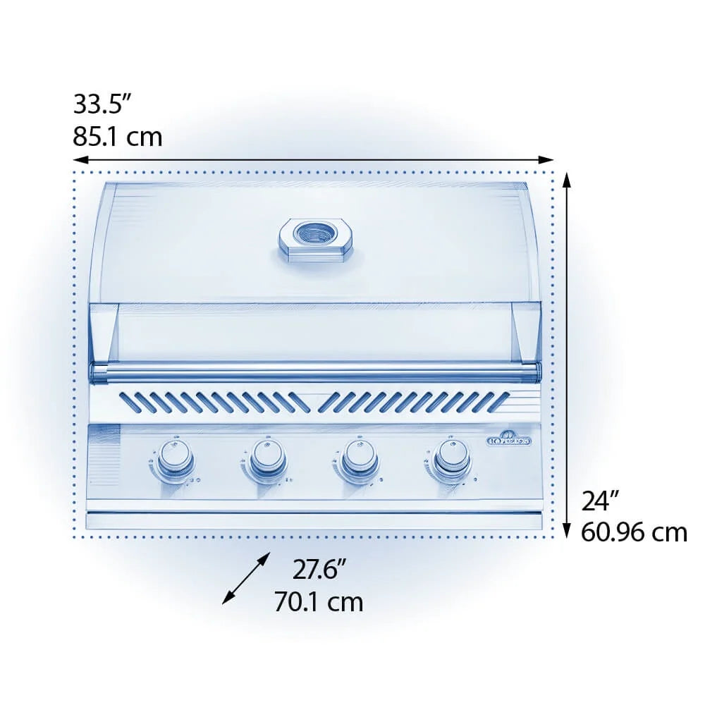 Napoleon 500 Series 32-Inch Built-In Gas Grill Head Dimensions