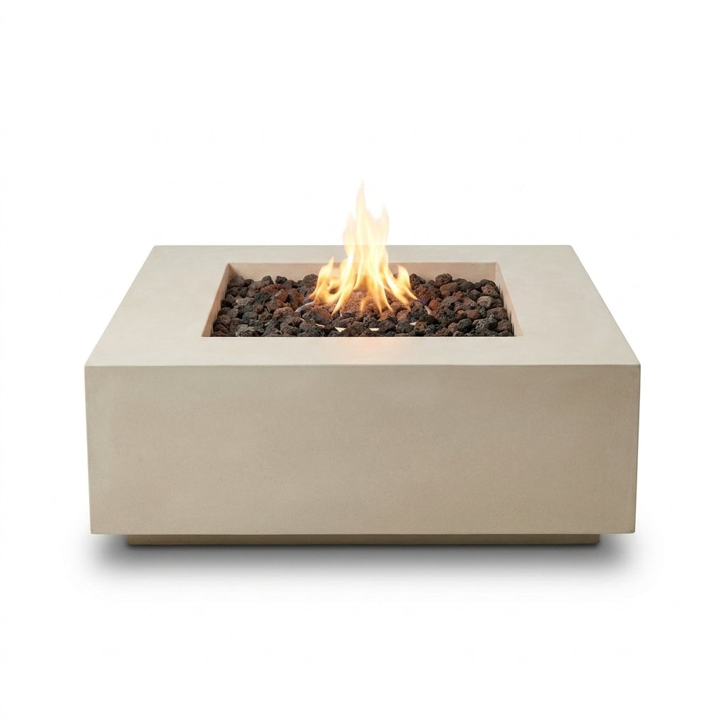 The Outdoor Plus Cabo Square Fire Pit - GFRC Concrete — Studio Shot