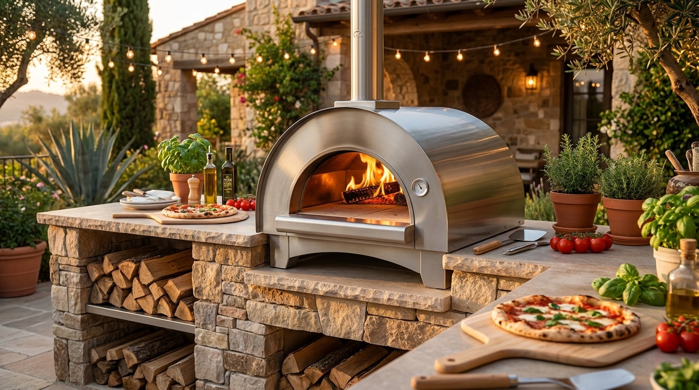 KoKoMo 32” Wood Fired Stainless Steel Pizza Oven — Lifestyle