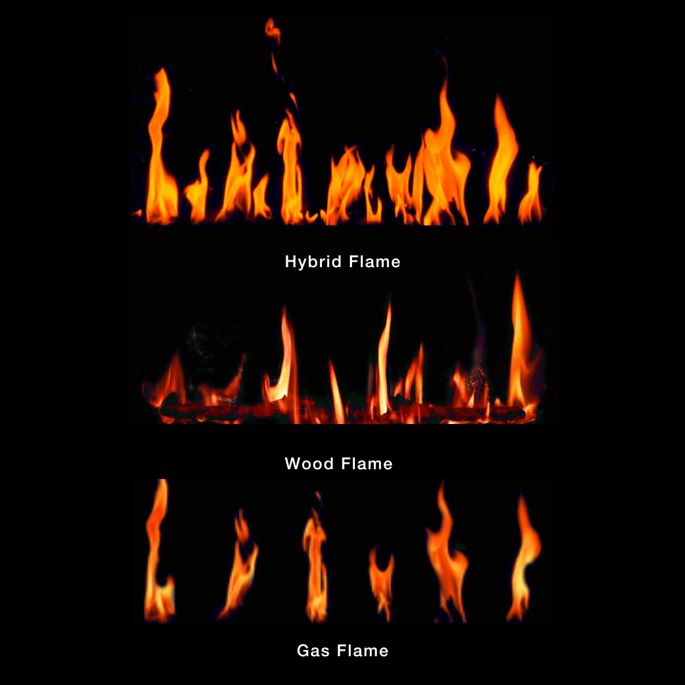 3 flame styles of Modern Flames Orion Slim Built-In/Wall Mounted Smart Electric Fireplace