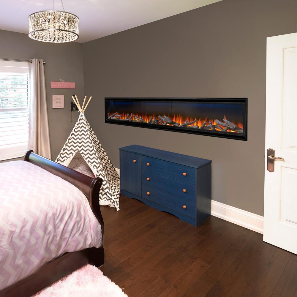 Napoleon Alluravision Deep 74" Built-in /Wall Mounted Electric Fireplace in Bedroom
